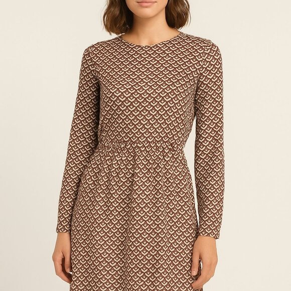 Calliope Geometric Print Long Sleeve Mini Dress Size M - Picture 1 of 7